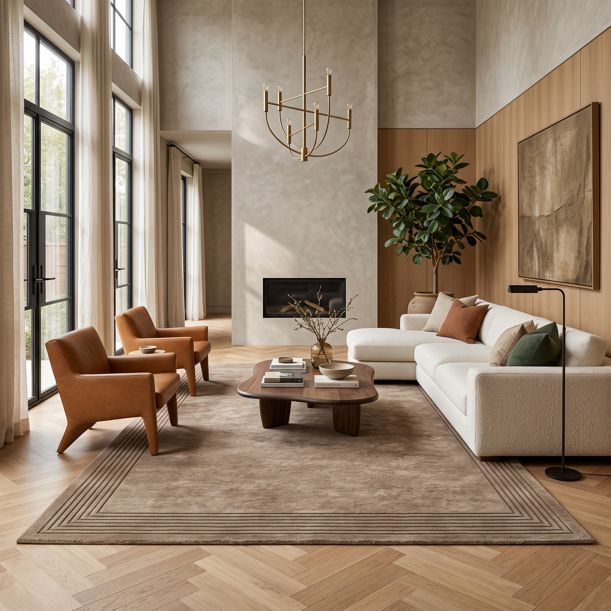 Taupe Border Minamilist Wool Hand-Tufted Area Rug – Ripped Frame | Haus of Weaves