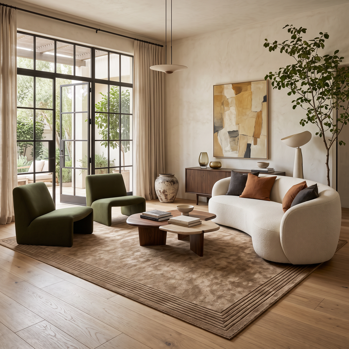Taupe Border Minamilist Wool Hand-Tufted Area Rug – Ripped Frame | Haus of Weaves