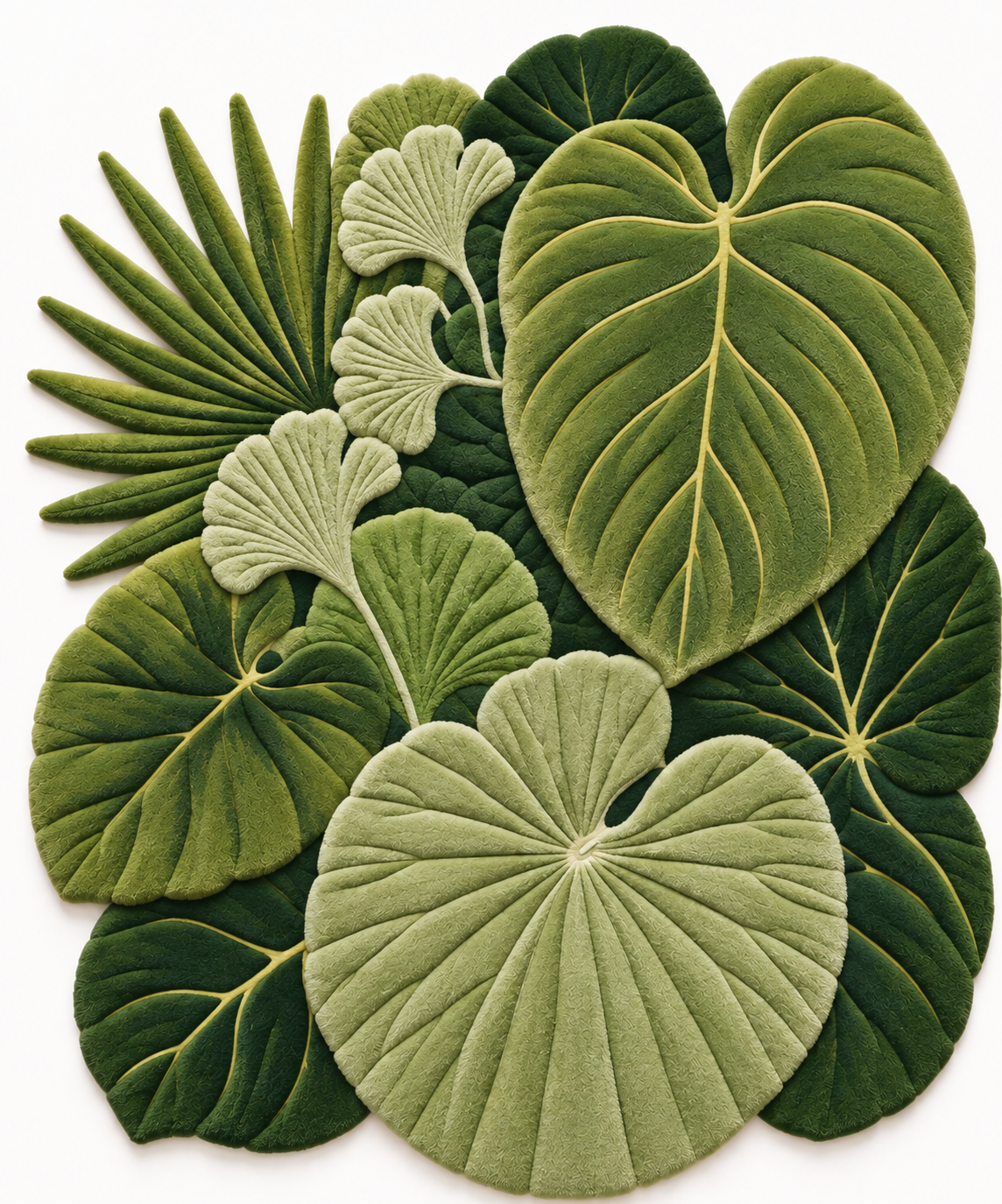 Verdant Canopy – Green Botanical Moss Leaf Area Rug | Haus of Weaves