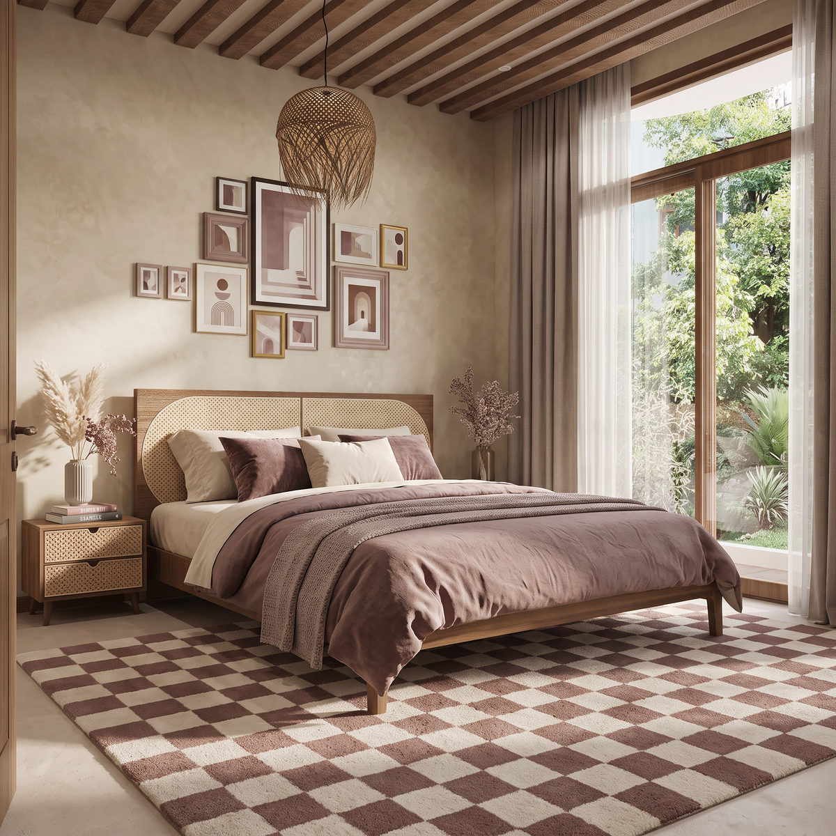 Dune Check – Taupe & Cream Checkerboard Area Rug | Haus of Weaves