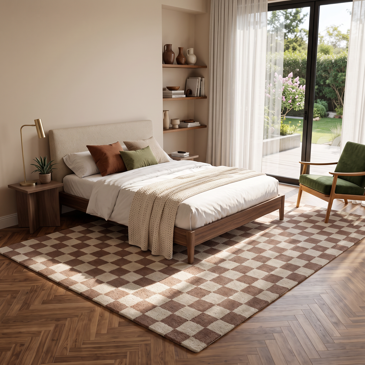 Dune Check – Taupe & Cream Checkerboard Area Rug | Haus of Weaves