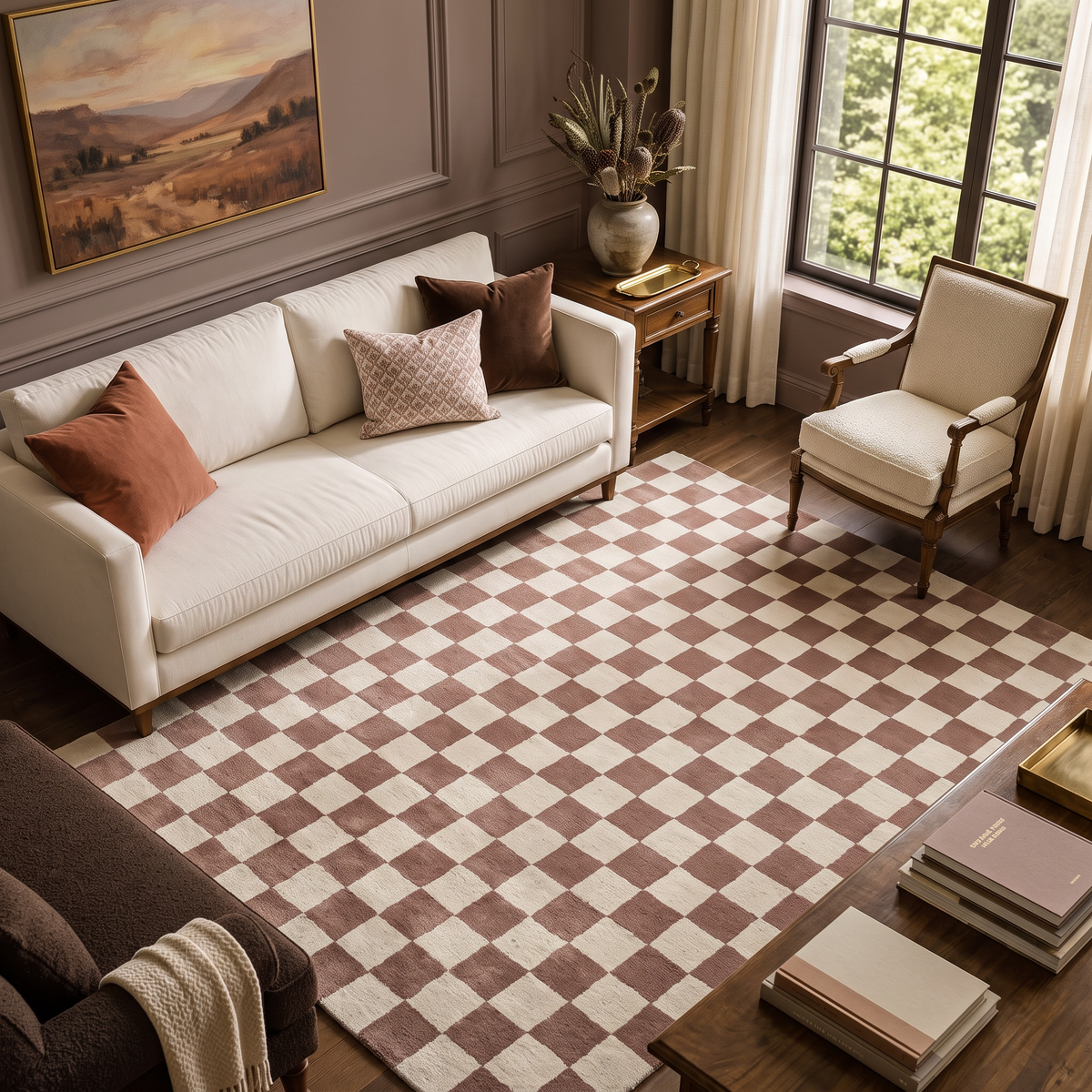 Dune Check – Taupe & Cream Checkerboard Area Rug | Haus of Weaves