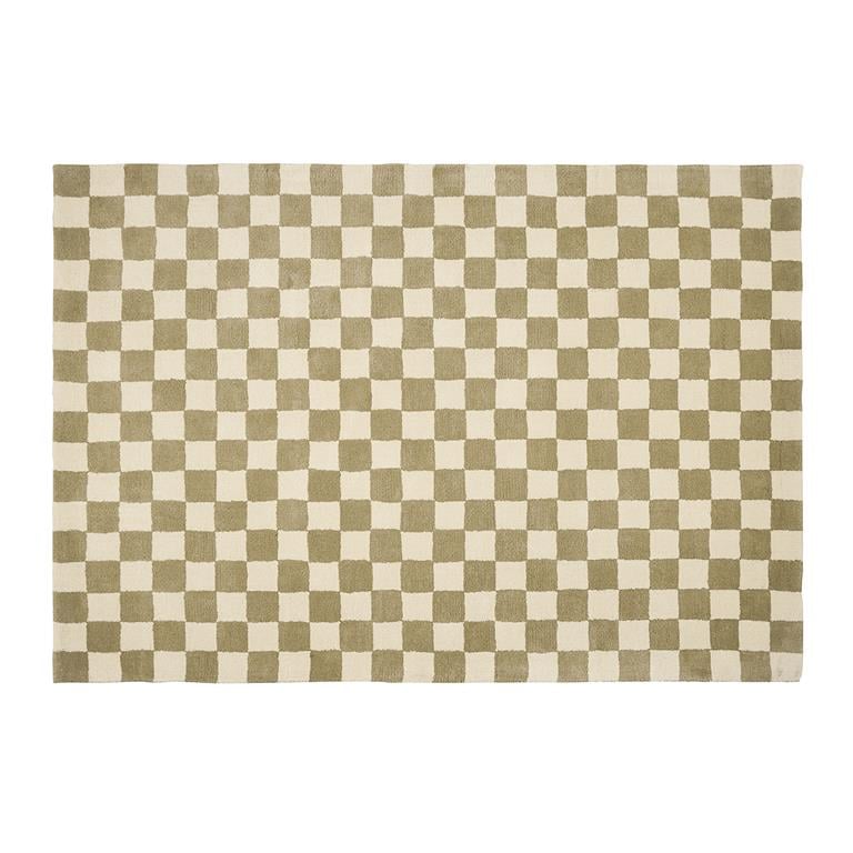 Moss Check – Olive Green & Ivory Checkerboard Area Rug | Haus of Weaves