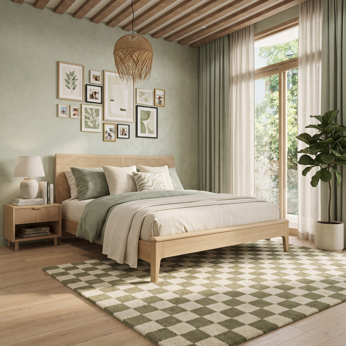 Moss Check – Olive Green & Ivory Checkerboard Area Rug | Haus of Weaves