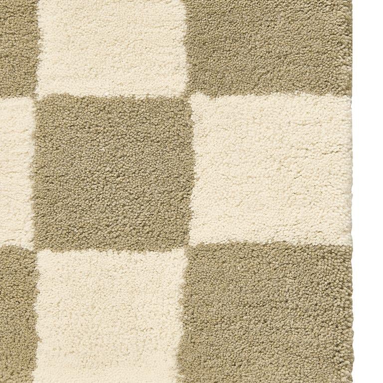 Moss Check – Olive Green & Ivory Checkerboard Area Rug | Haus of Weaves