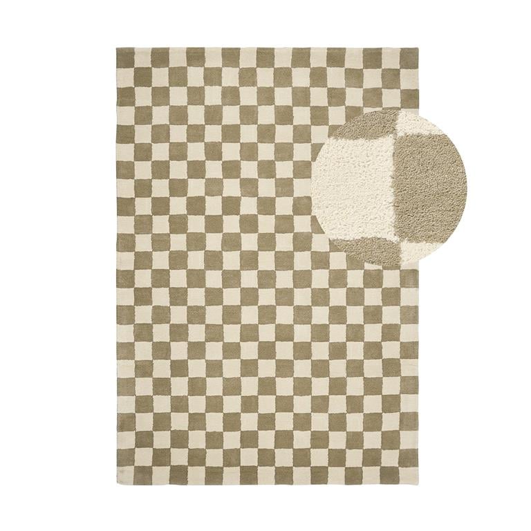 Moss Check – Olive Green & Ivory Checkerboard Area Rug | Haus of Weaves