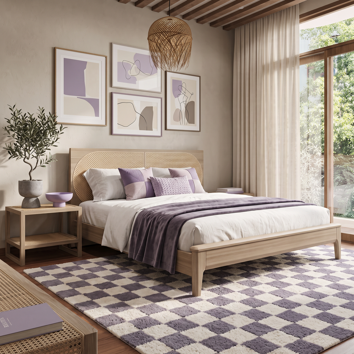 Lavender Check – Lavender & Ivory Checkerboard Area Rug | Haus of Weaves