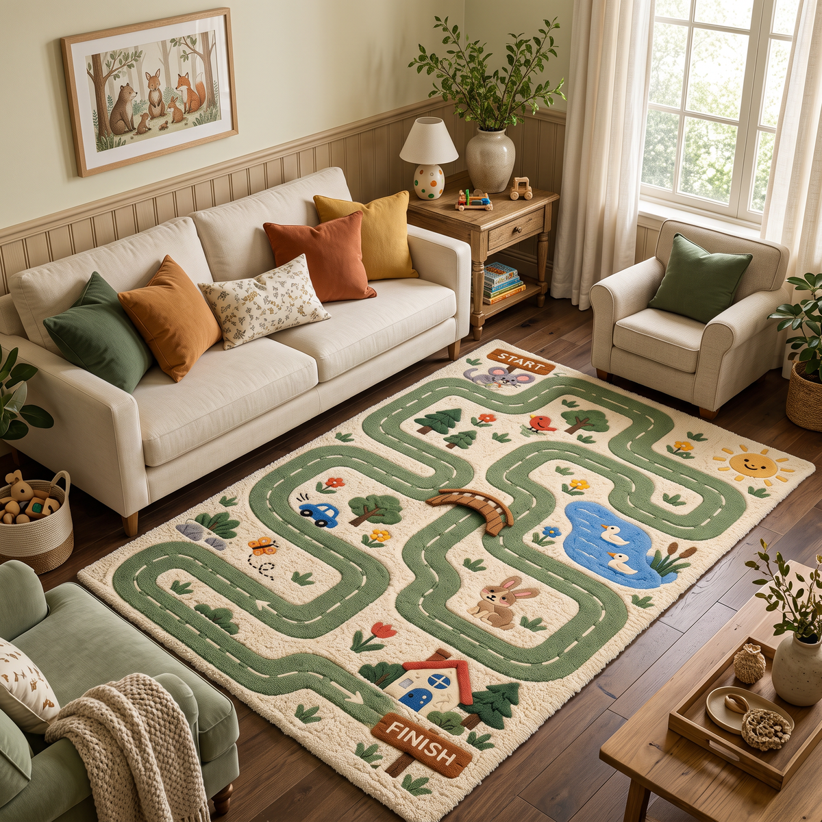 Green Kids Hand-Tufted Wool Area Rug – Woodland Adventure | Haus of Weaves