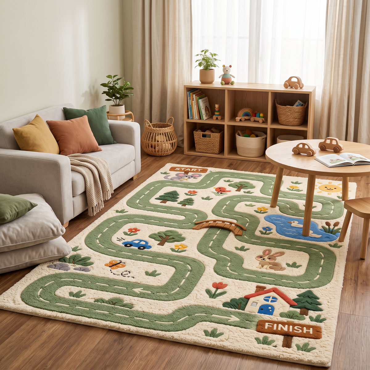 Green Kids Hand-Tufted Wool Area Rug – Woodland Adventure | Haus of Weaves