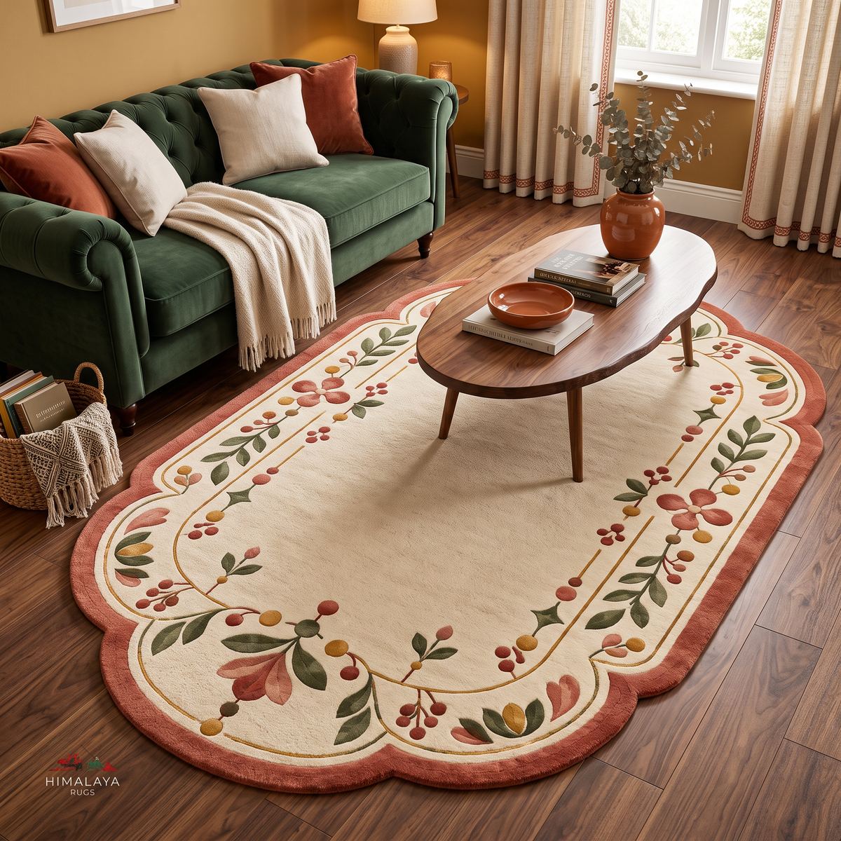 Meadow Arch – Vintage-Inspired Floral Scalloped Area Rug | Haus of Weaves