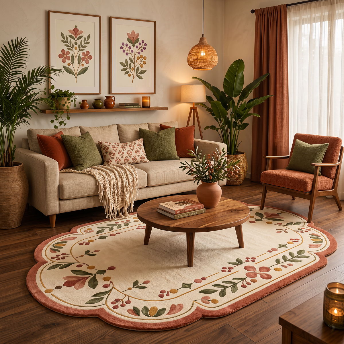 Meadow Arch – Vintage-Inspired Floral Scalloped Area Rug | Haus of Weaves