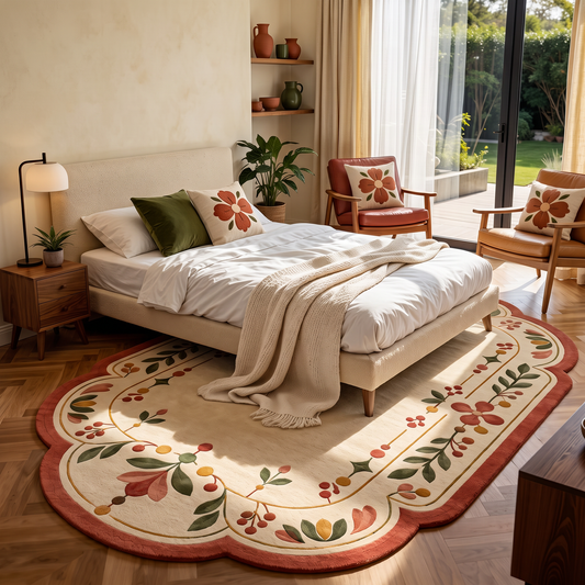 Meadow Arch – Vintage-Inspired Floral Scalloped Area Rug | Haus of Weaves