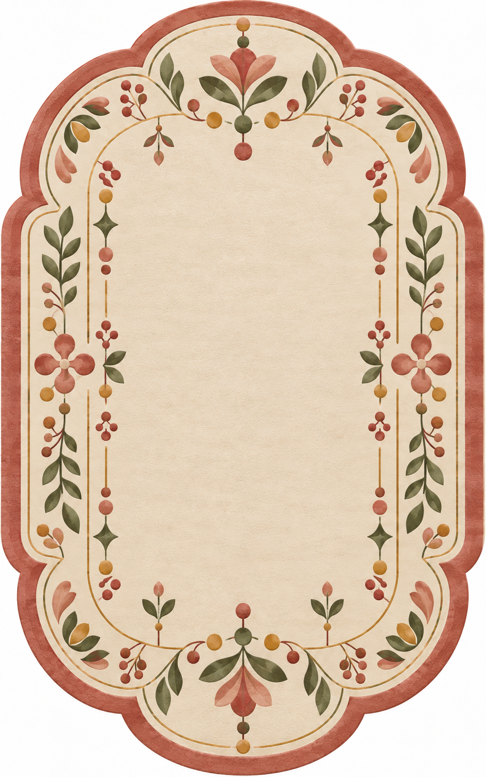 Meadow Arch – Vintage-Inspired Floral Scalloped Area Rug | Haus of Weaves