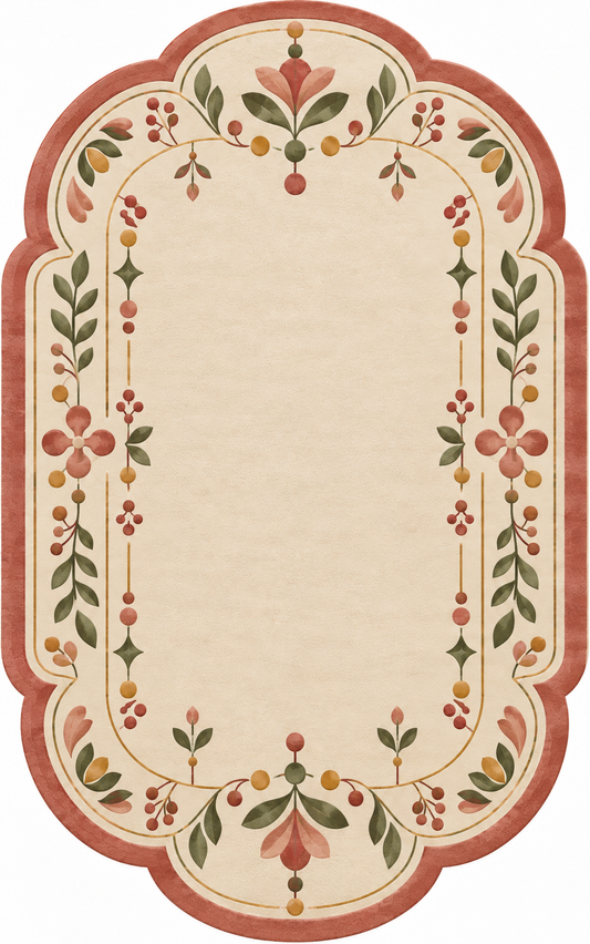 Meadow Arch – Vintage-Inspired Floral Scalloped Area Rug | Haus of Weaves