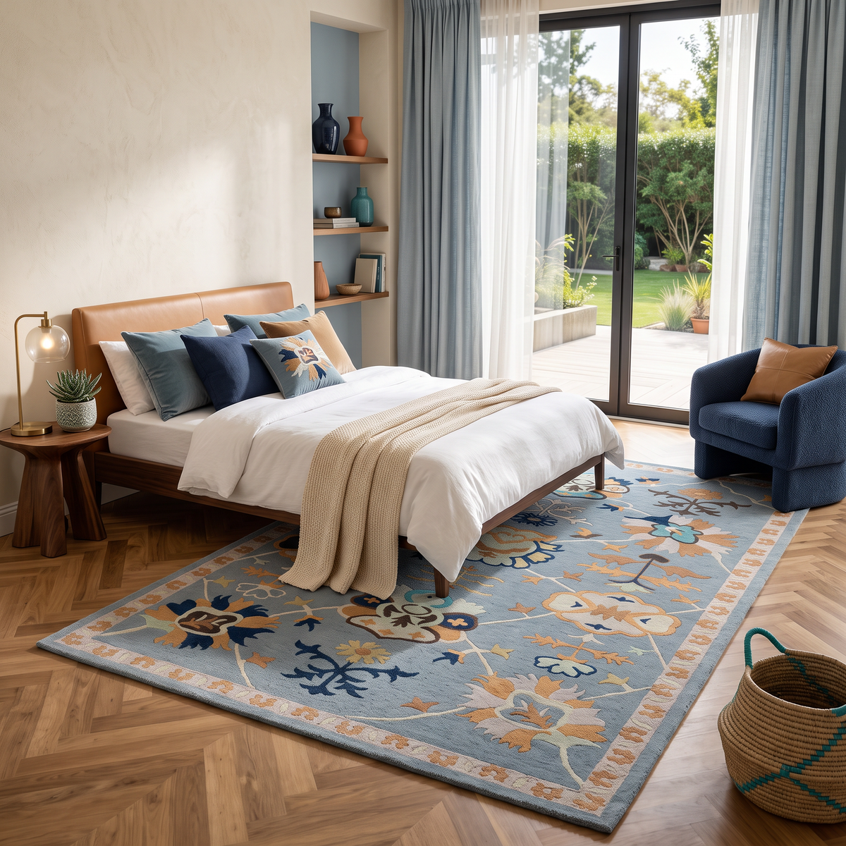 Azure Heritage – Blue & Multicolor Vintage Floral Area Rug | Haus of Weaves