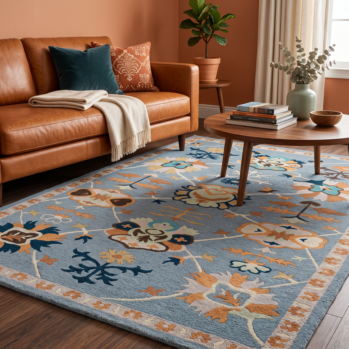 Azure Heritage – Blue & Multicolor Vintage Floral Area Rug | Haus of Weaves