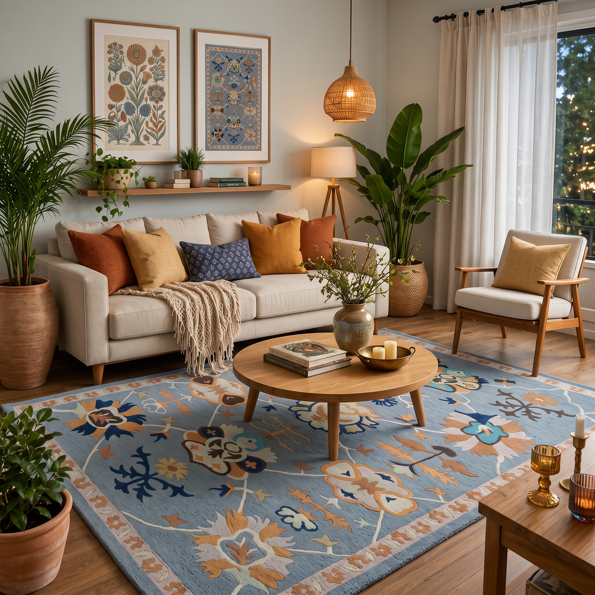Azure Heritage – Blue & Multicolor Vintage Floral Area Rug | Haus of Weaves