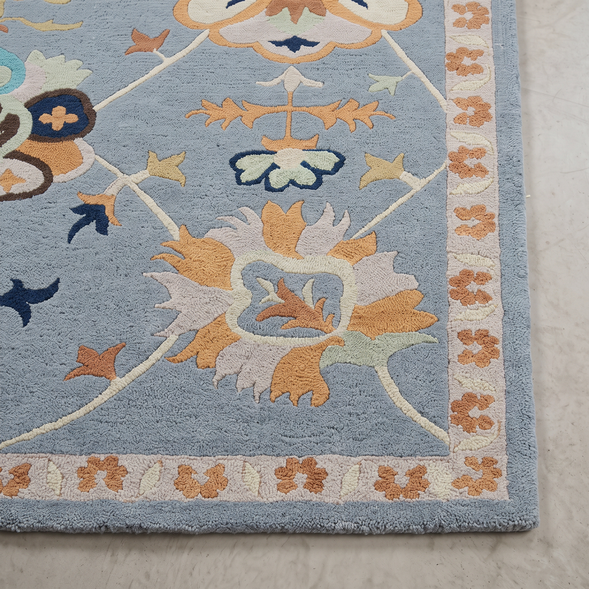 Azure Heritage – Blue & Multicolor Vintage Floral Area Rug | Haus of Weaves