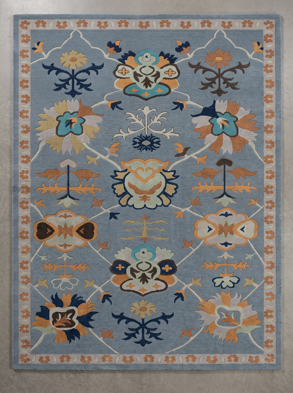 Azure Heritage – Blue & Multicolor Vintage Floral Area Rug | Haus of Weaves