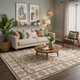 Atlas – Cream, Taupe & Blue Vintage-Inspired Geometric Area Rug | Haus of Weaves