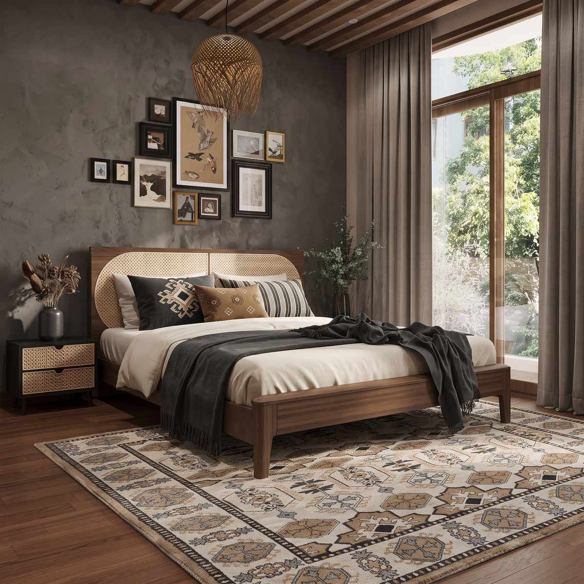 Atlas – Cream, Taupe & Blue Vintage-Inspired Geometric Area Rug | Haus of Weaves