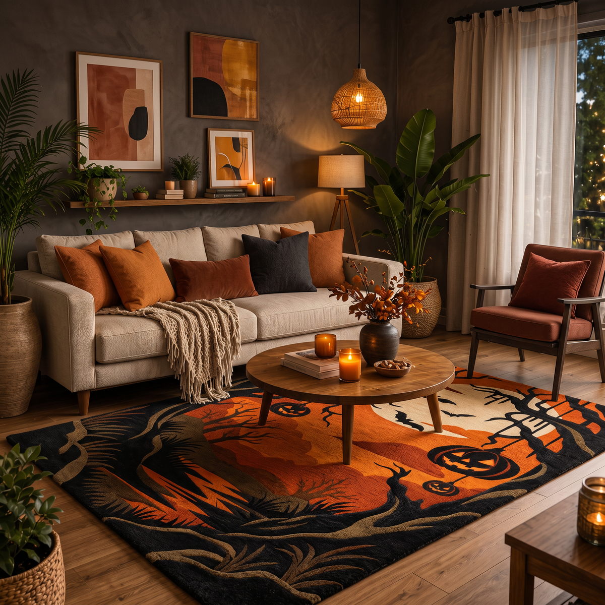 Orange & Black Halloween Wool Hand-Tufted Rug – Haunted Hollow | Haus of Weaves