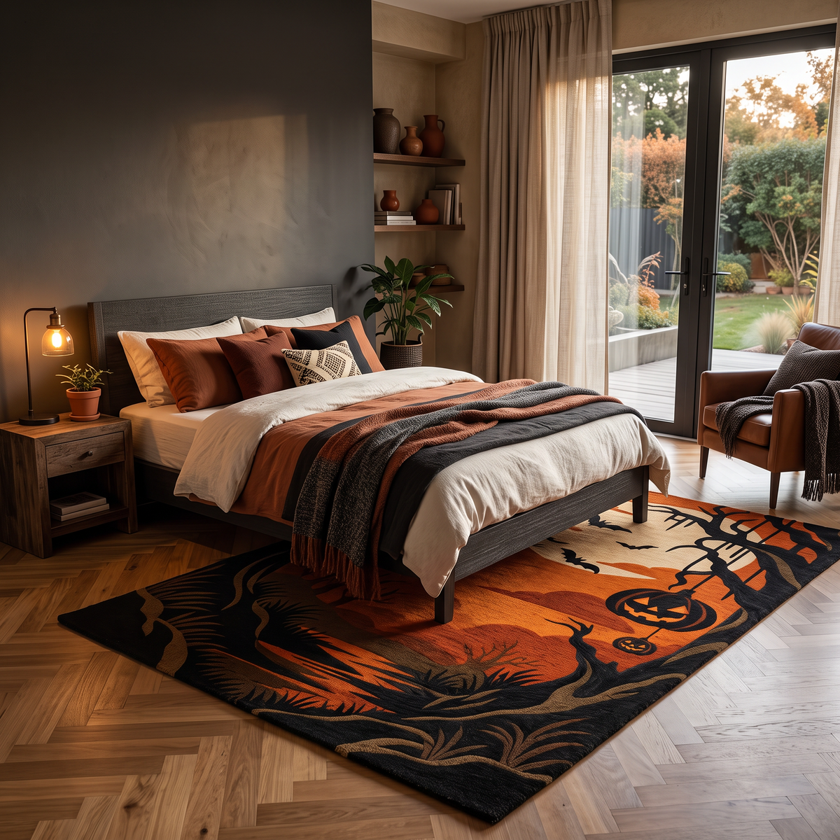 Orange & Black Halloween Wool Hand-Tufted Rug – Haunted Hollow | Haus of Weaves