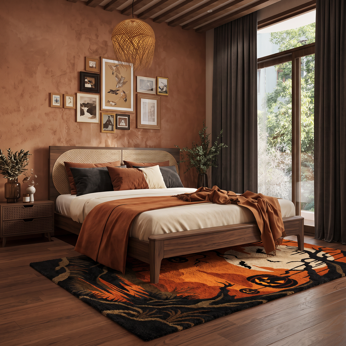 Orange & Black Halloween Wool Hand-Tufted Rug – Haunted Hollow | Haus of Weaves