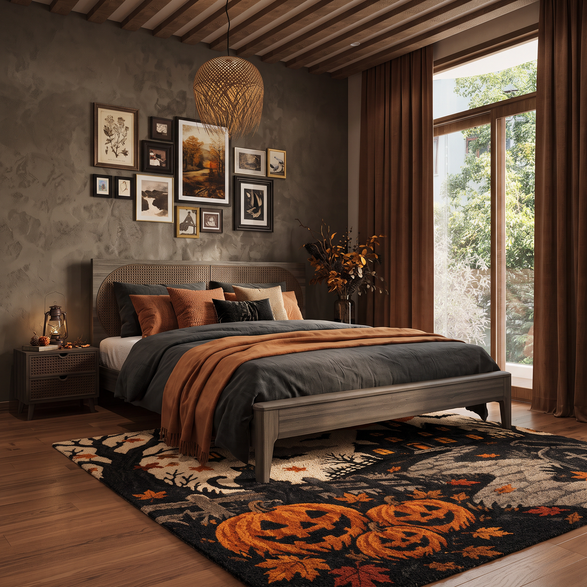 Orange & Black Halloween Wool Hand-Tufted Rug – Midnight Manor | Haus of Weaves