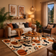 Ivory, Orange & Black Halloween Wool Rug – Pumpkin Moon | Haus of Weaves