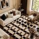 Interlock – Ivory, Black & Camel Geometric Area Rug | Haus of Weaves
