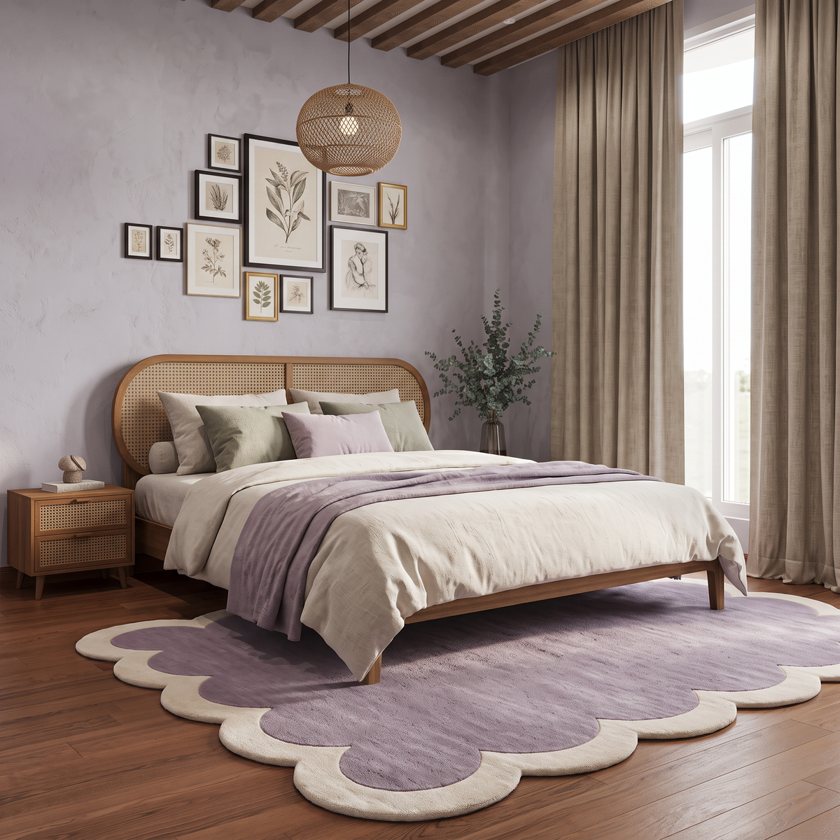 Lavender & Ivory Scalloped Viscose Hand-Tufted Rug – Scallop | Haus of Weaves