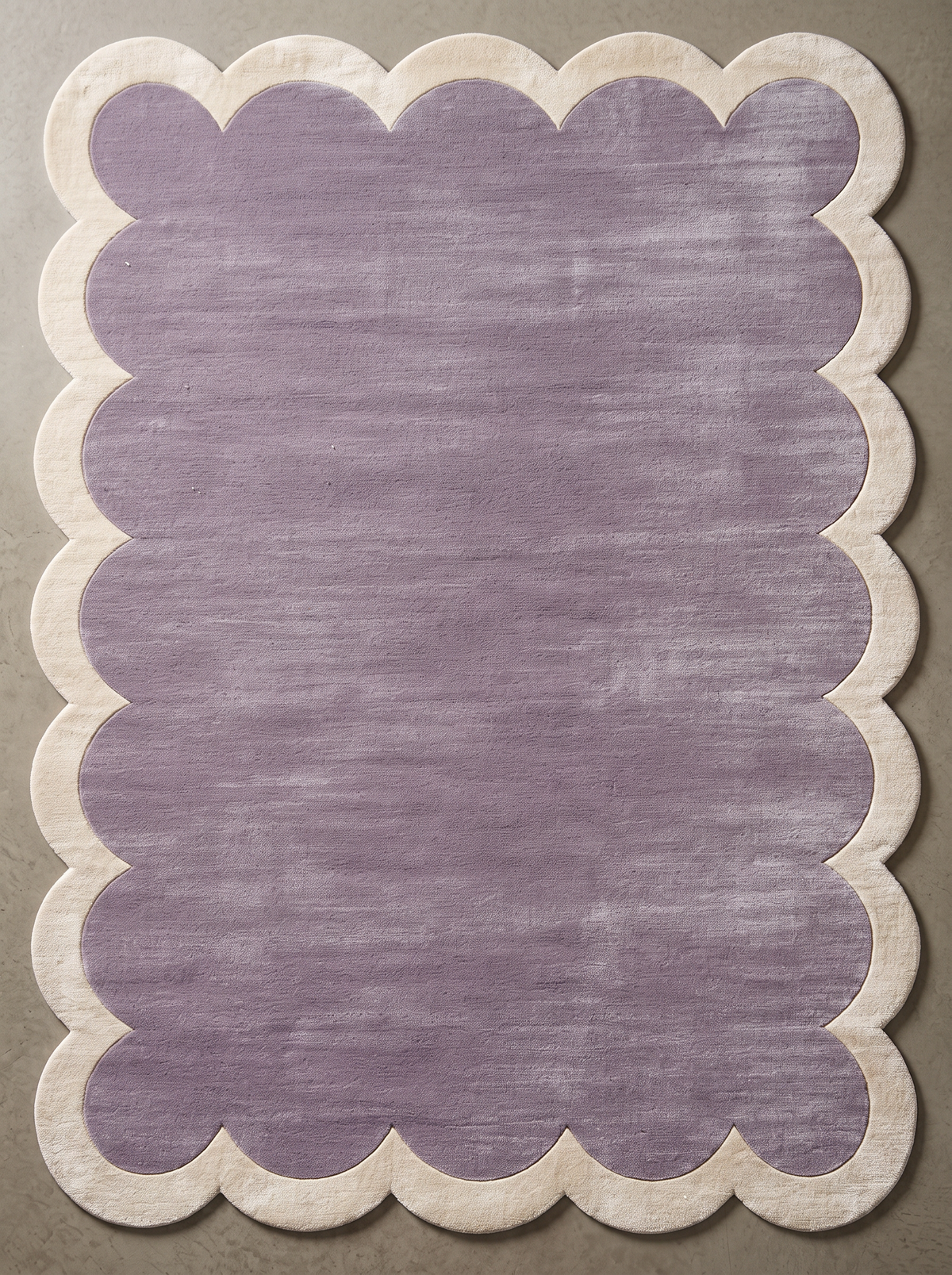 Lavender & Ivory Scalloped Viscose Hand-Tufted Rug – Scallop | Haus of Weaves