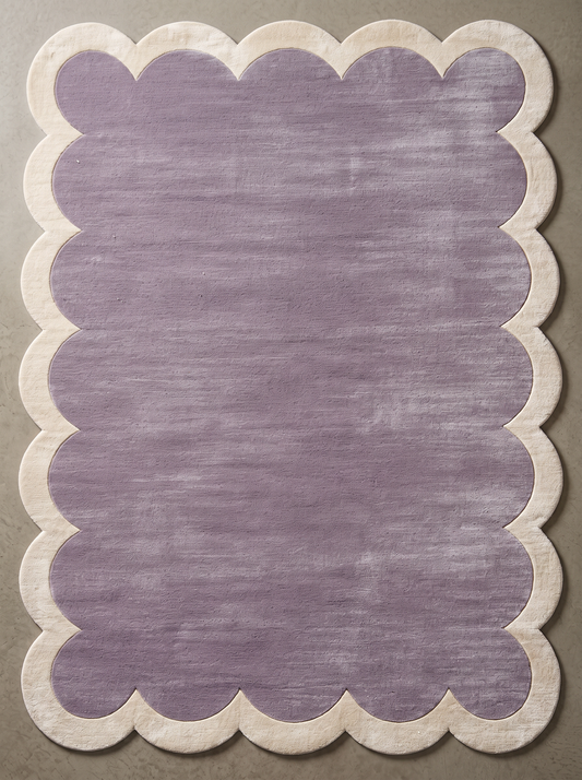 Lavender & Ivory Scalloped Viscose Hand-Tufted Rug – Scallop | Haus of Weaves