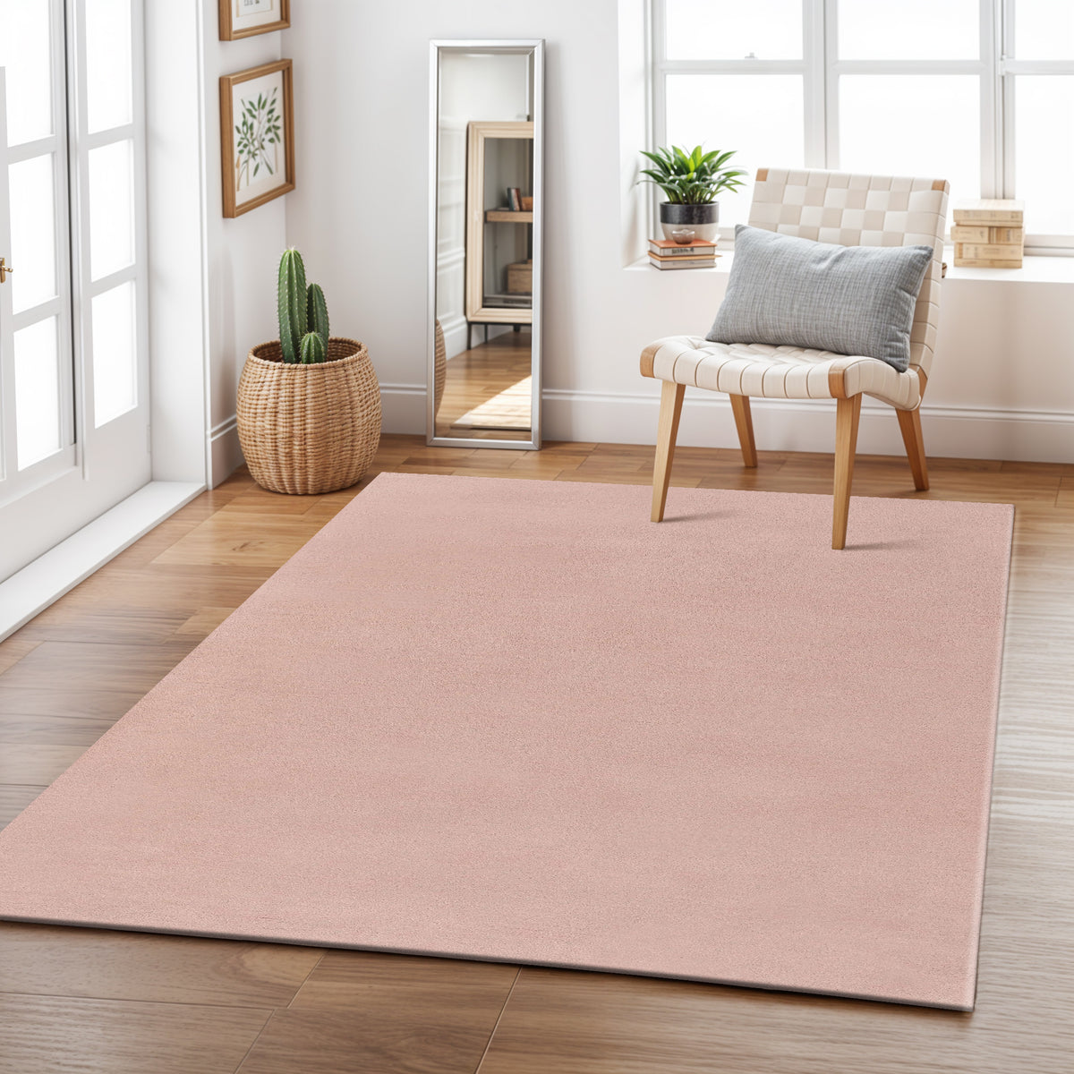 Dallah Rug Pink Blush Dawn – Handmade Solid Area Rug in Dusty Pink | Haus of Weaves