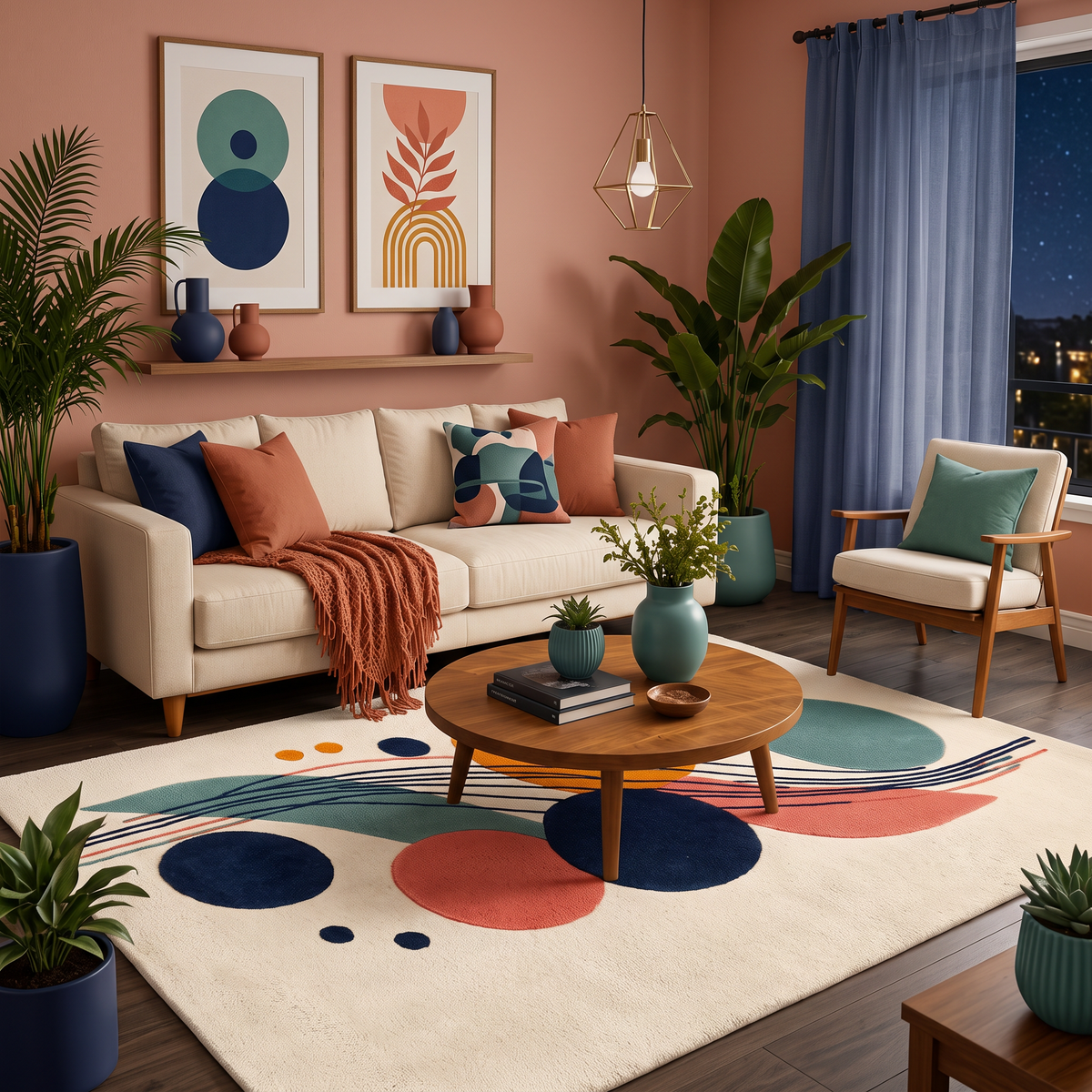 Orbit Lines – Multicolor Geometric Abstract Area Rug | Haus of Weaves