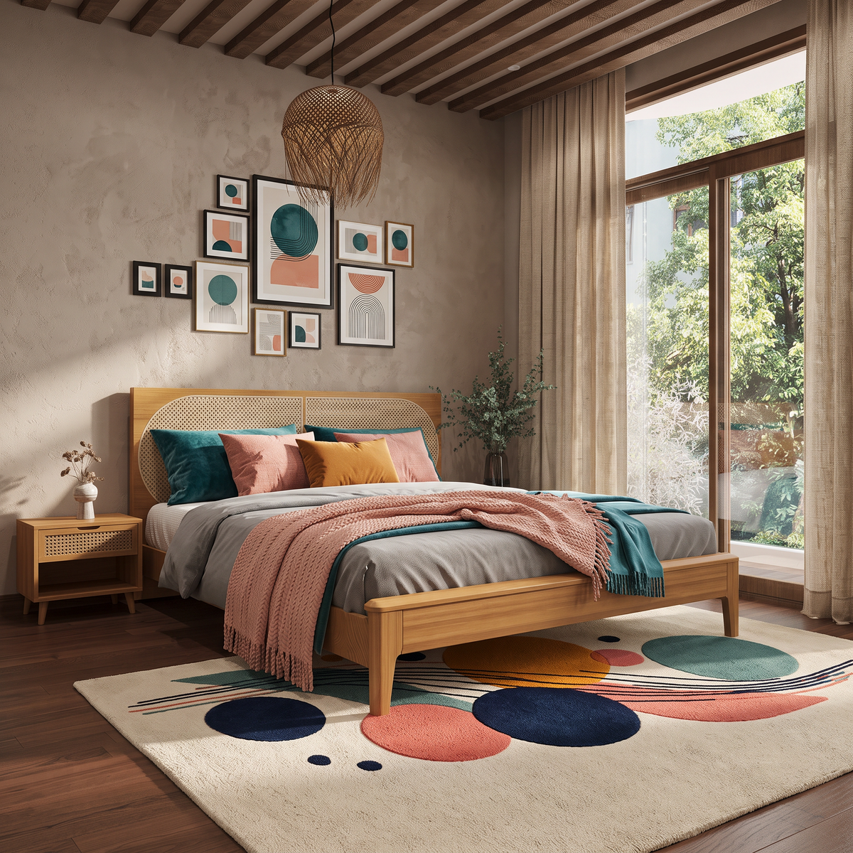 Orbit Lines – Multicolor Geometric Abstract Area Rug | Haus of Weaves