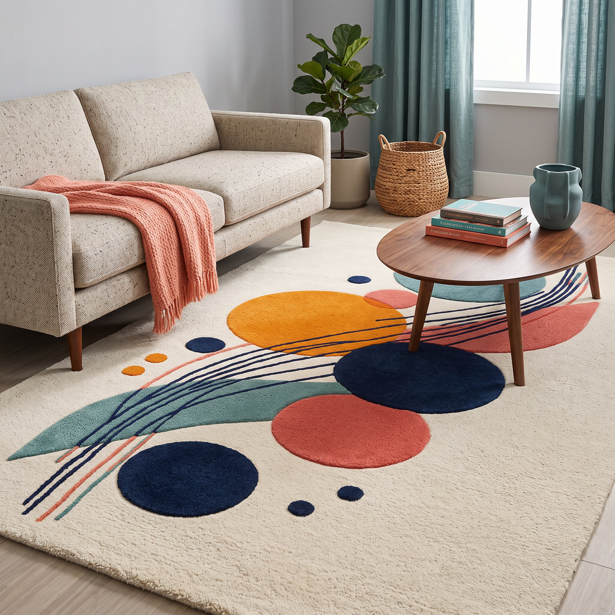 Orbit Lines – Multicolor Geometric Abstract Area Rug | Haus of Weaves