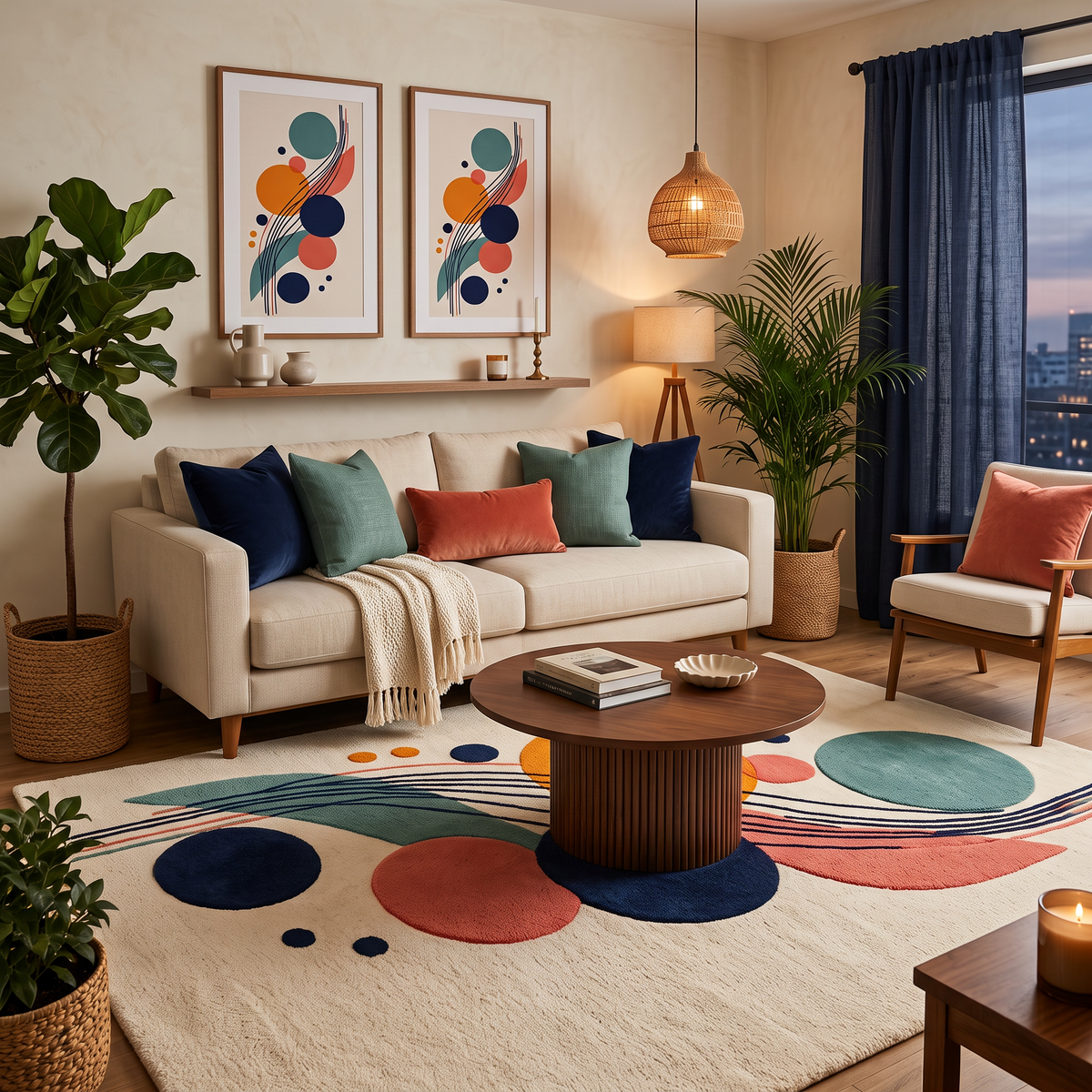 Orbit Lines – Multicolor Geometric Abstract Area Rug | Haus of Weaves