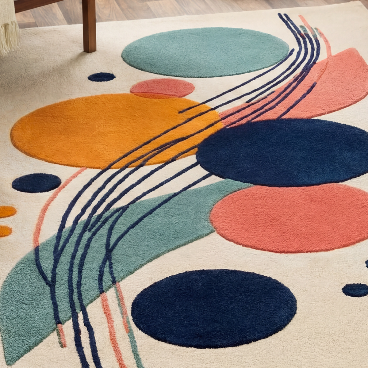Orbit Lines – Multicolor Geometric Abstract Area Rug | Haus of Weaves
