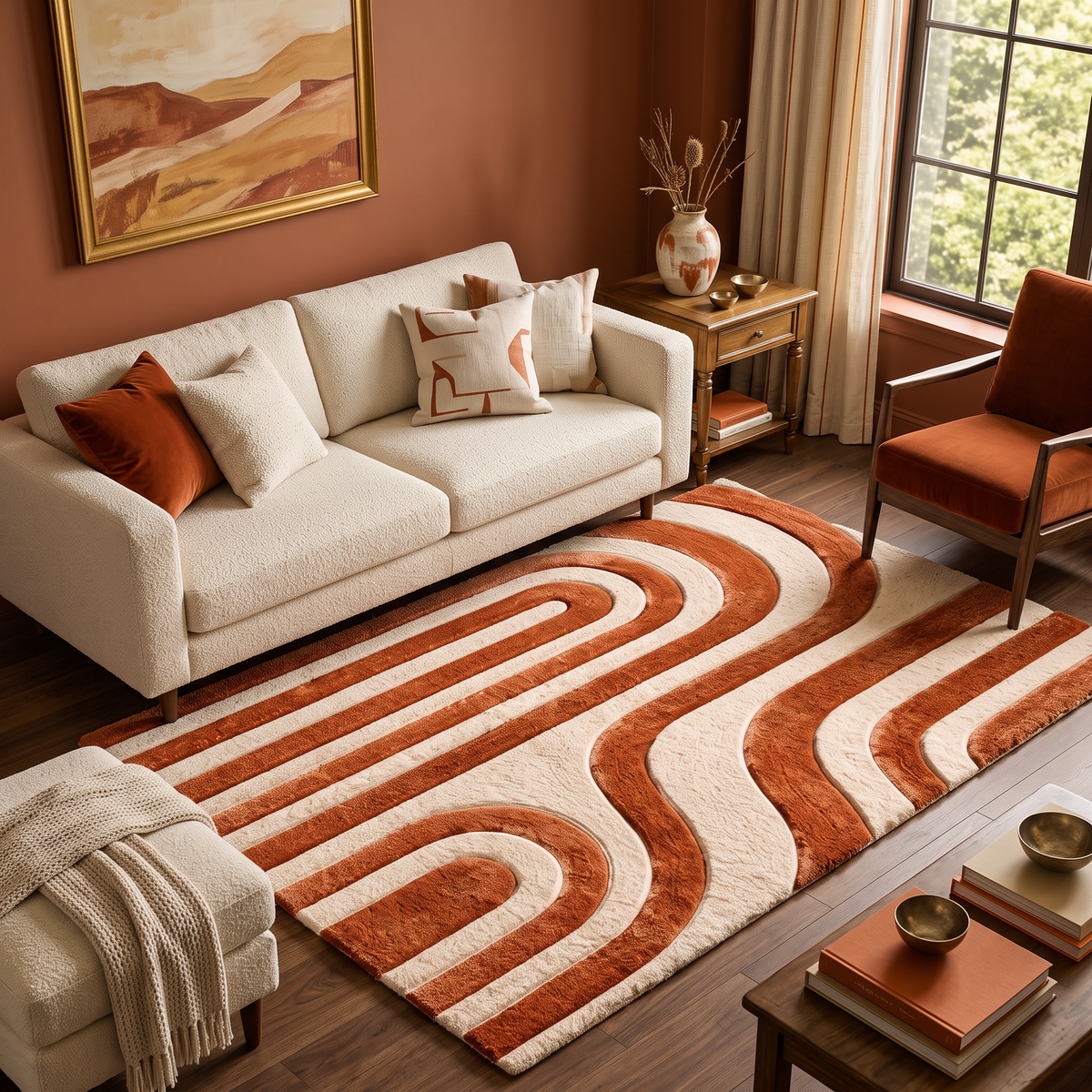 Terracotta Arch – Modern Arched Geometric Area Rug | Haus of Weaves