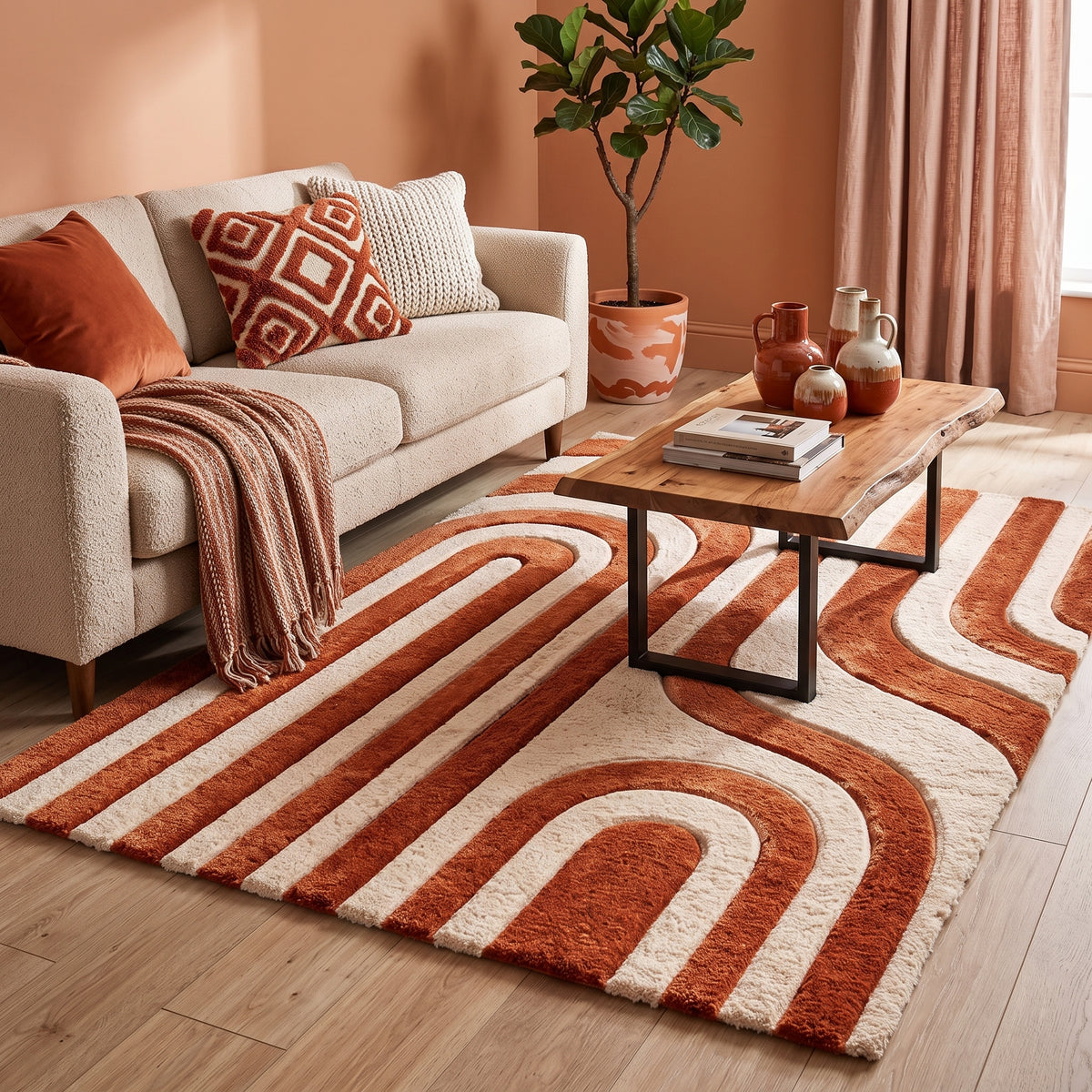 Terracotta Arch – Modern Arched Geometric Area Rug | Haus of Weaves
