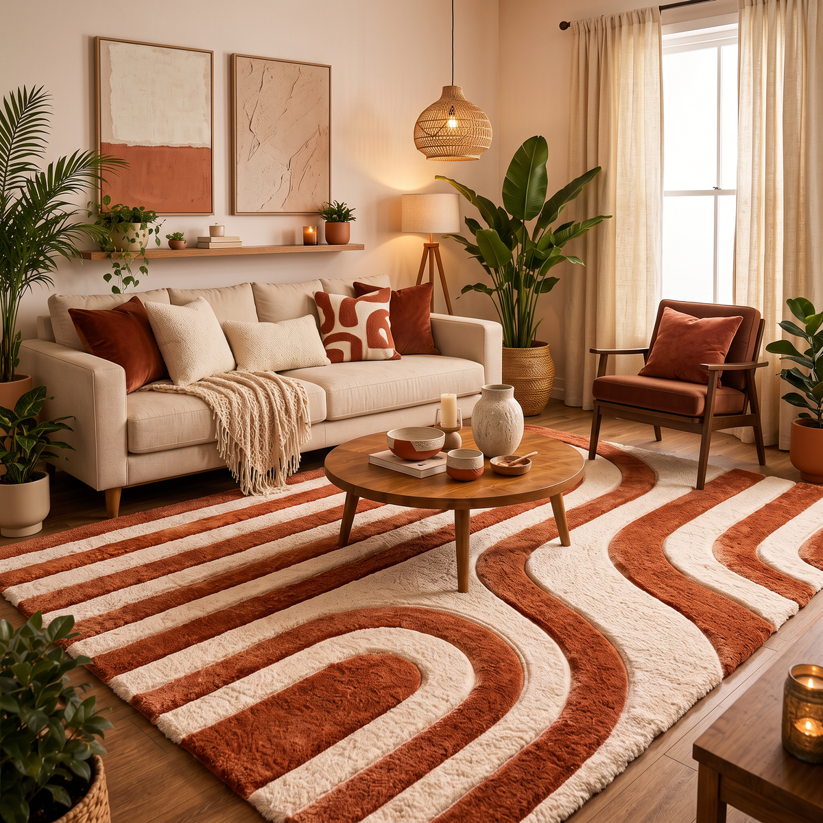 Terracotta Arch – Modern Arched Geometric Area Rug | Haus of Weaves