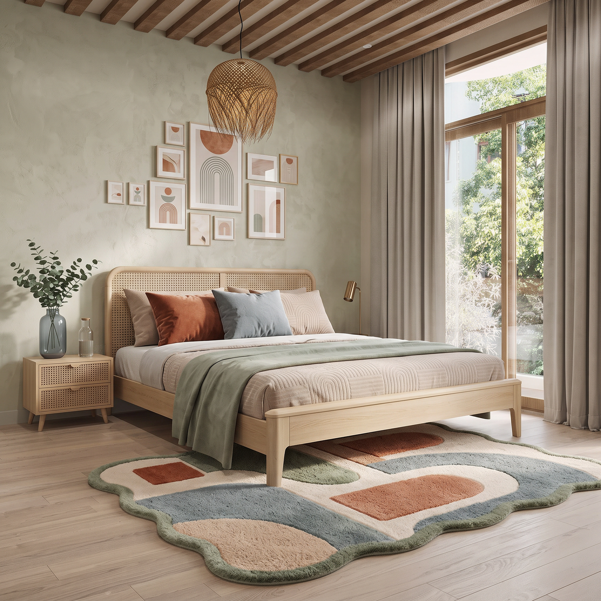 Arcadia – Scalloped Mid-Century Abstract Area Rug | Haus of Weaves