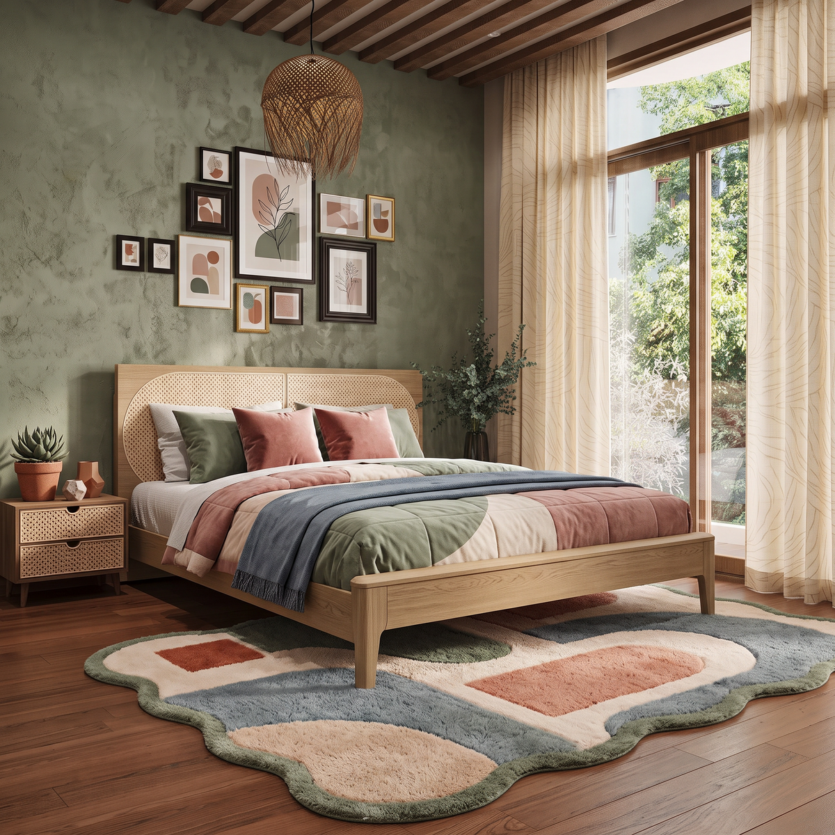 Arcadia – Scalloped Mid-Century Abstract Area Rug | Haus of Weaves