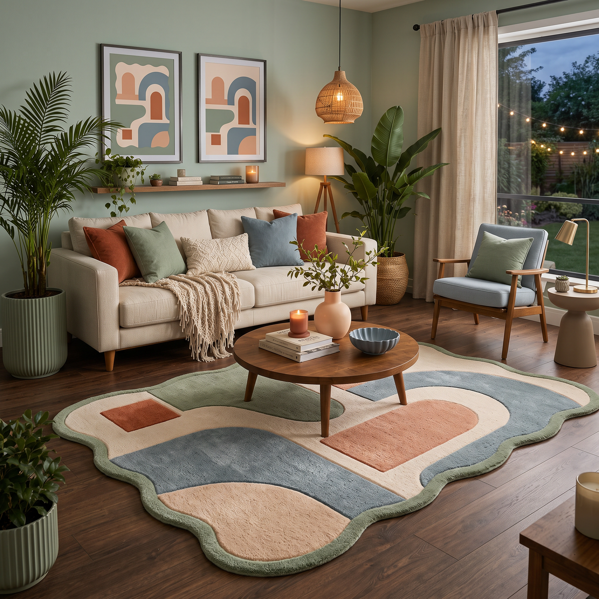 Arcadia – Scalloped Mid-Century Abstract Area Rug | Haus of Weaves