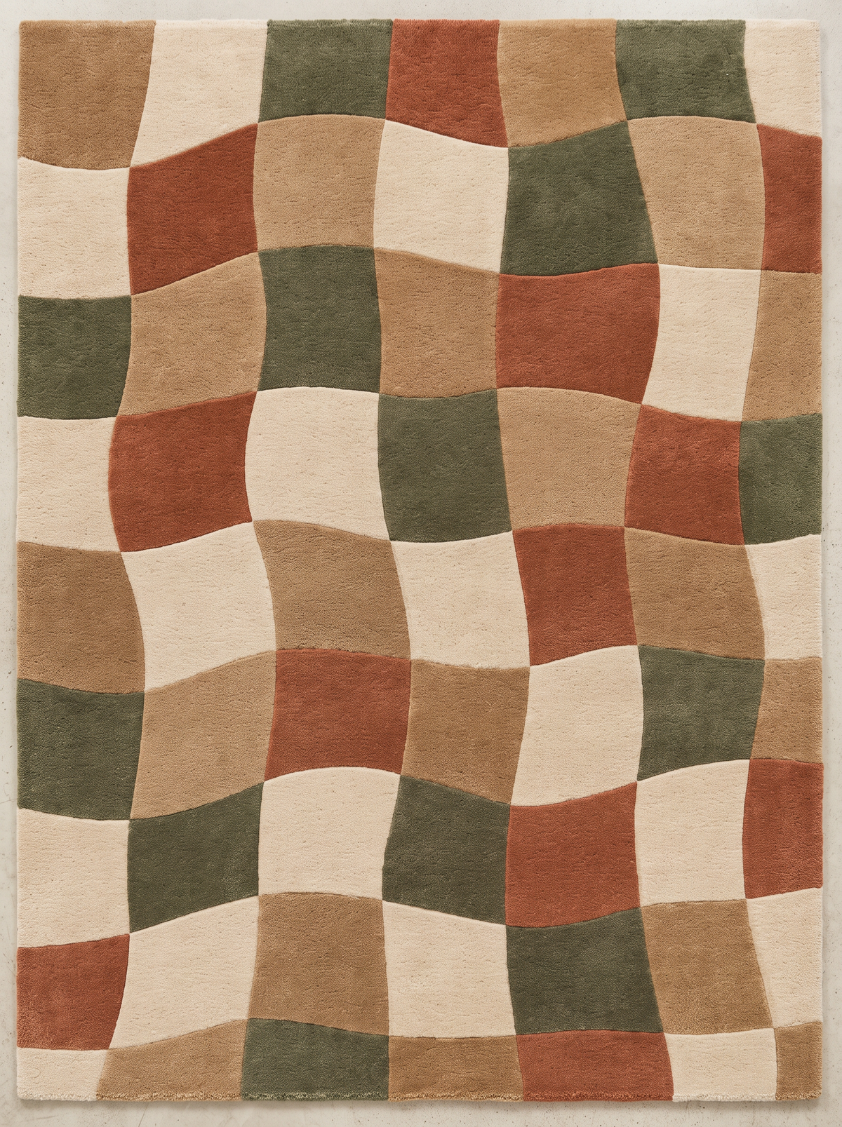 Woven Check – Rust, Olive & Cream Organic Checkered Area Rug | Haus of Weaves