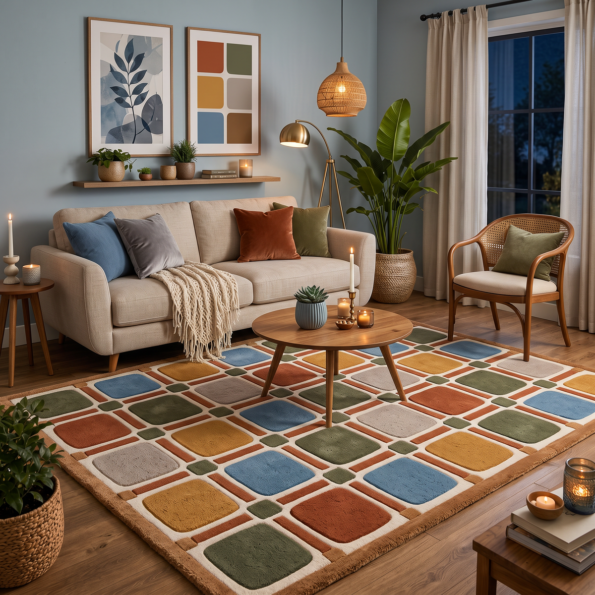 Modular Muse – Multicolor Modern Geometric Area Rug | Haus of Weaves
