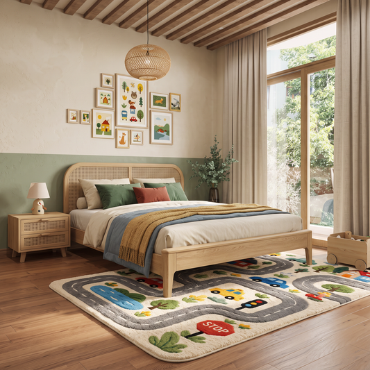 Multicolor Kids Wool Hand-Tufted Rug – Little Roadways | Haus of Weaves