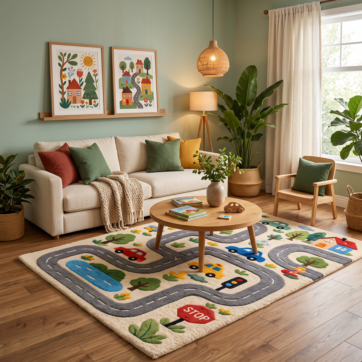 Multicolor Kids Wool Hand-Tufted Rug – Little Roadways | Haus of Weaves